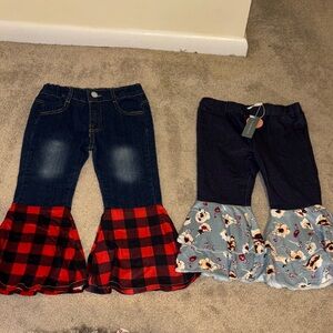 Two boutique girls jeans 3T - one Bailey blossoms NWT. The plaid is unbranded